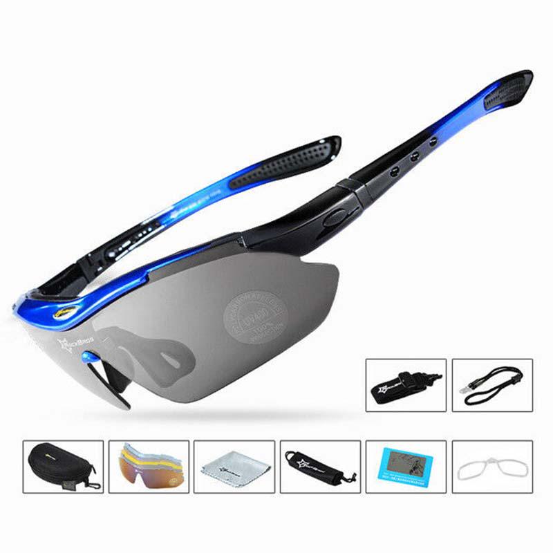 

Cycling Outdoor Polarized Sunglasses Goggles Eyewear Sport Glasses Lenses 5 Black Blue