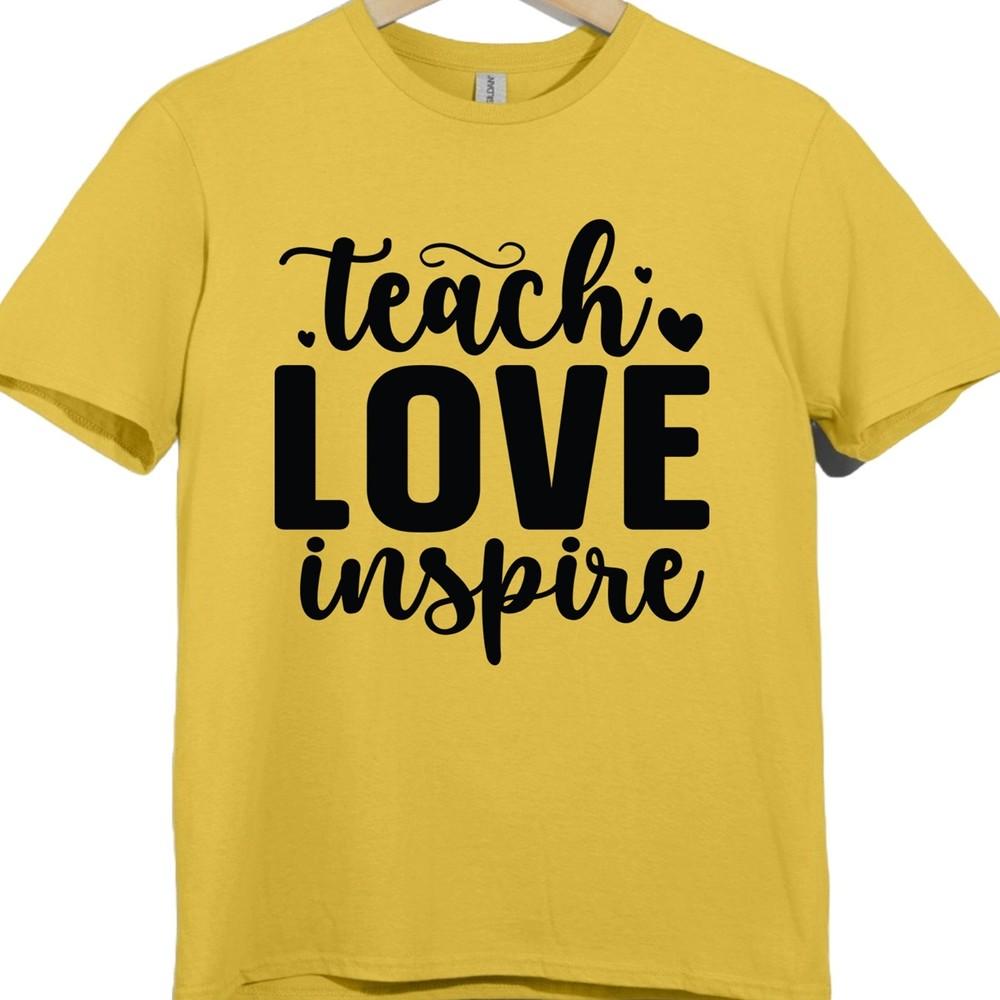 Teach Love Inspire T Shirt Teacher Gift Thank You School End of Term Graphic Tee