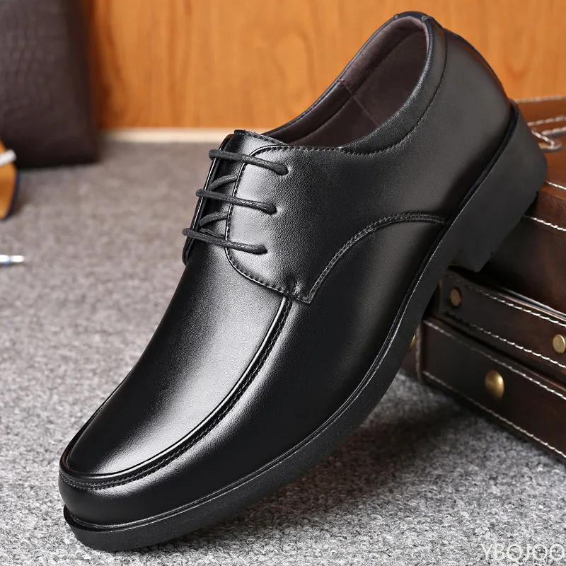 New Men's business Shoes Round headed formal leather shoes Black casual work shoe Non slip lace up Male Loafers Zapatos Homme