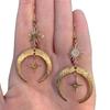 Bohemia Personality Gold Color Stainless Steel Sun Crescent Moon Star Dangle Earrings for Women Charm Jewelry Accessories Gift