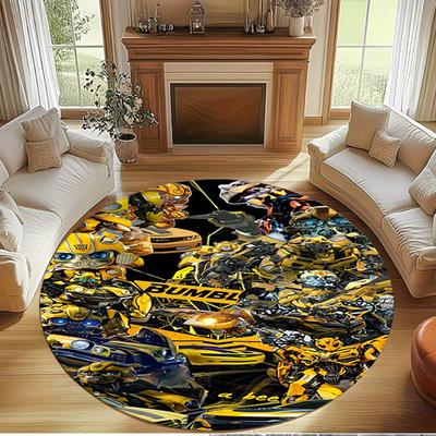Bumblebee Print Round Rug, Washable Floor Carpet, For Entryway Dorm Laundry Room Office Study, Home Decor Birthday Christmas Gift