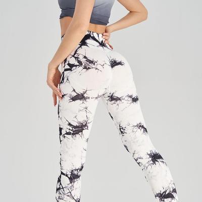 Exclusive Tie-Dye High-Waisted Peach Lift Yoga Pants - Seamless, Thick, and Long for Europe and America