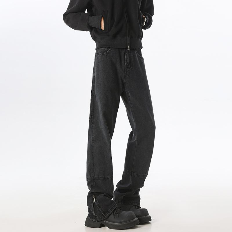 

Американские уличные брюки на молнии Джинсы в стиле хай-стрит Мужская рабочая одежда Свободные прямые расклешенные брюки XXL