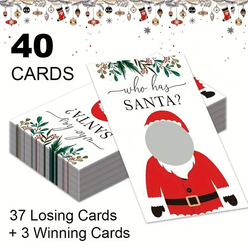 40pcs Christmas Scratch-Off Game Cards - "Who Has Santa?" Holiday Party Activity for Halloween, Christmas Event & Party Supplies