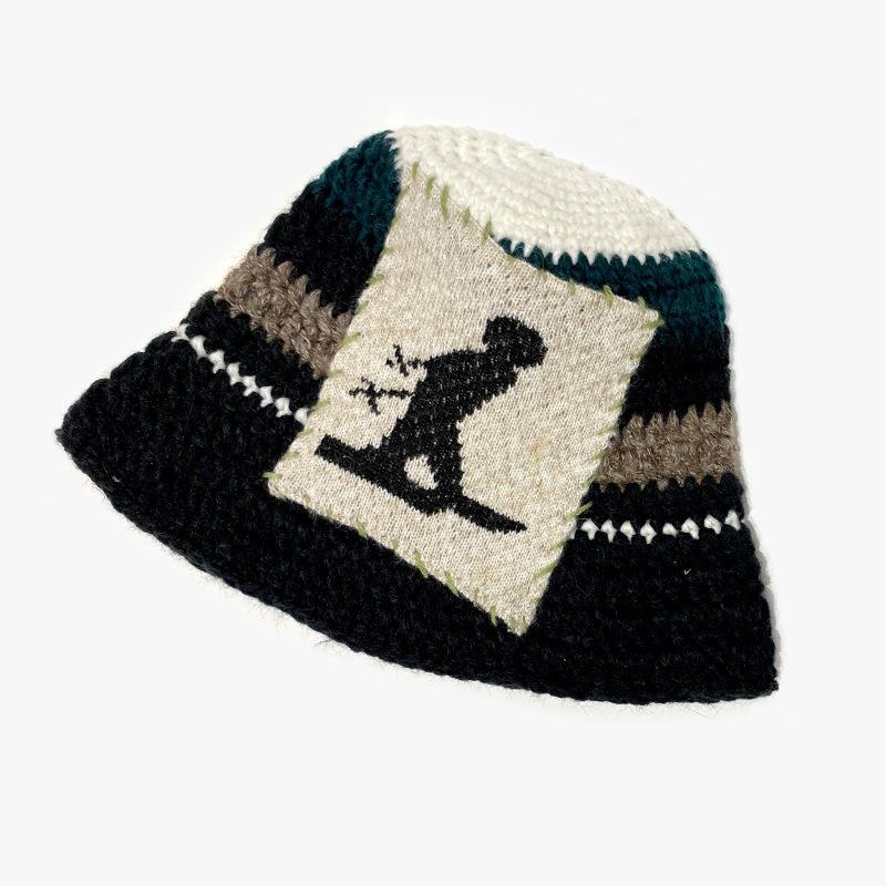 

Корейская нишевая дизайнерская шерстяная шляпа с цветком для женщин на осень и зиму, теплая вязаная шляпа рыбака, модная парная One size