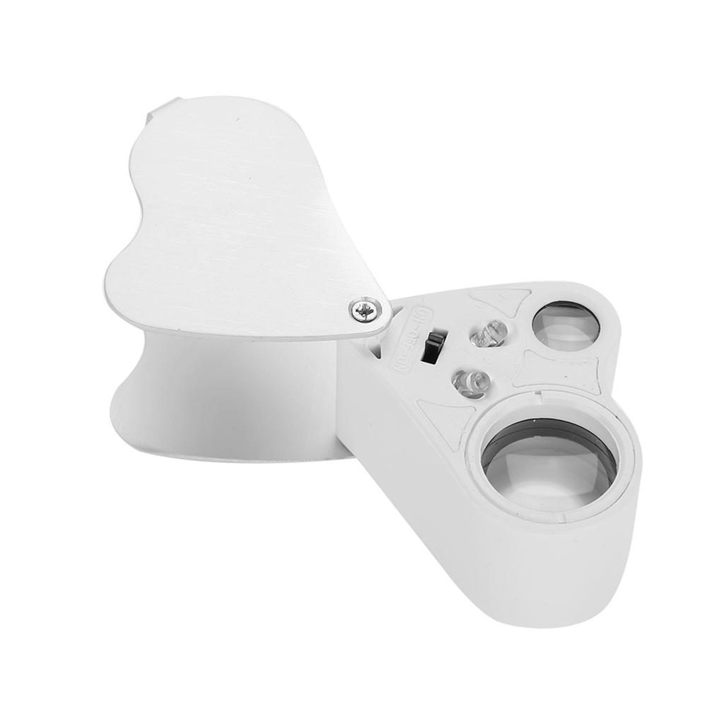 Jewelry Magnifying Glass, Handheld Magnifying Glass with 2 LED Lights for Stamps Inspection, Portable, Lightweight and , 30X 60X