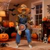 Halloween Skeleton Animated Banjo Skeleton Joint Adjustable Musical Prop with Glowing Eyes For Indoor Outdoor