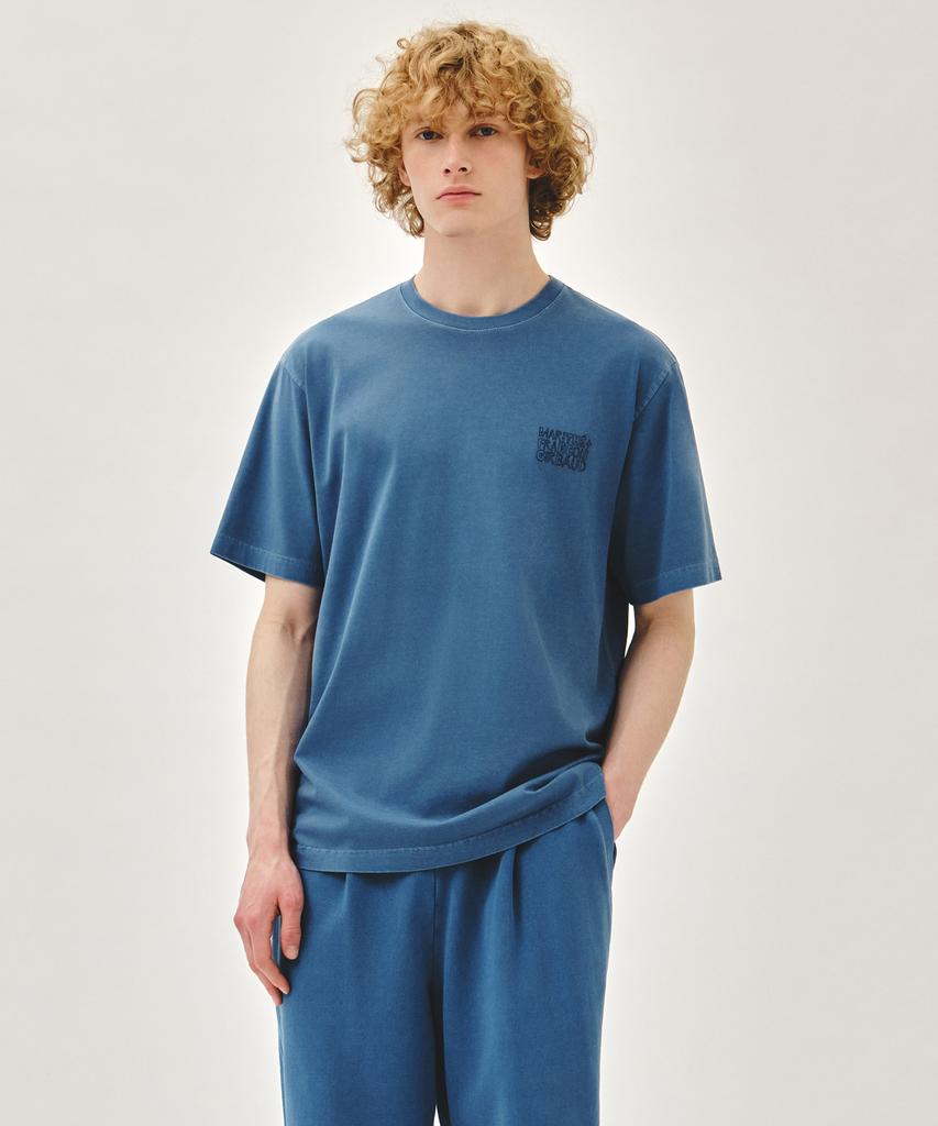 Malittepeulangsowajeobeo Drawing Logo Dyeing Tee Blue