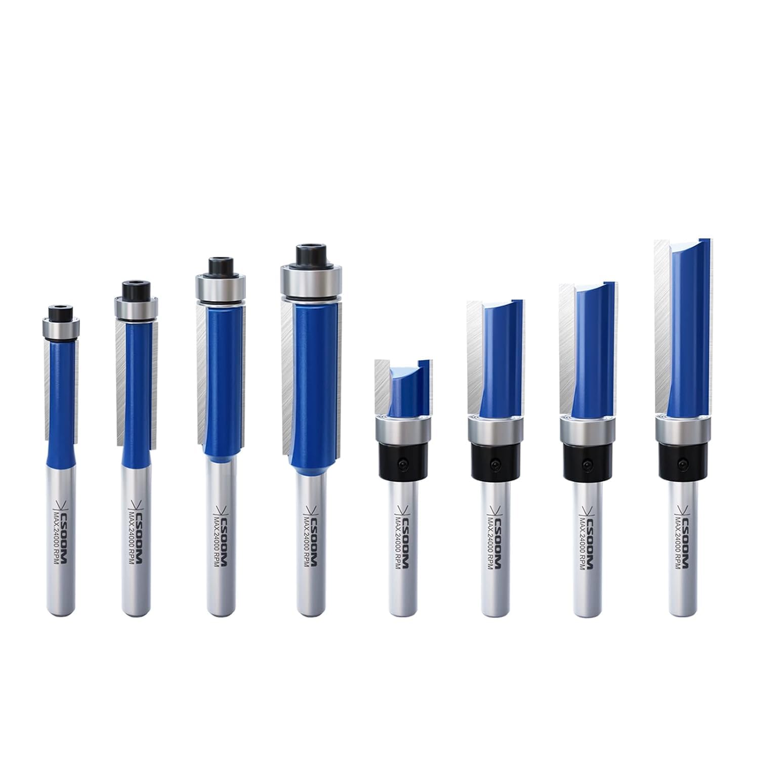 

CSOOM Pro Woodworking Cutting Tool 6mm Router Bit Shaft with Targuide Straight Trimmer Trimmer Cutter 8-Piece Set, Bearing, Bit, Bit,