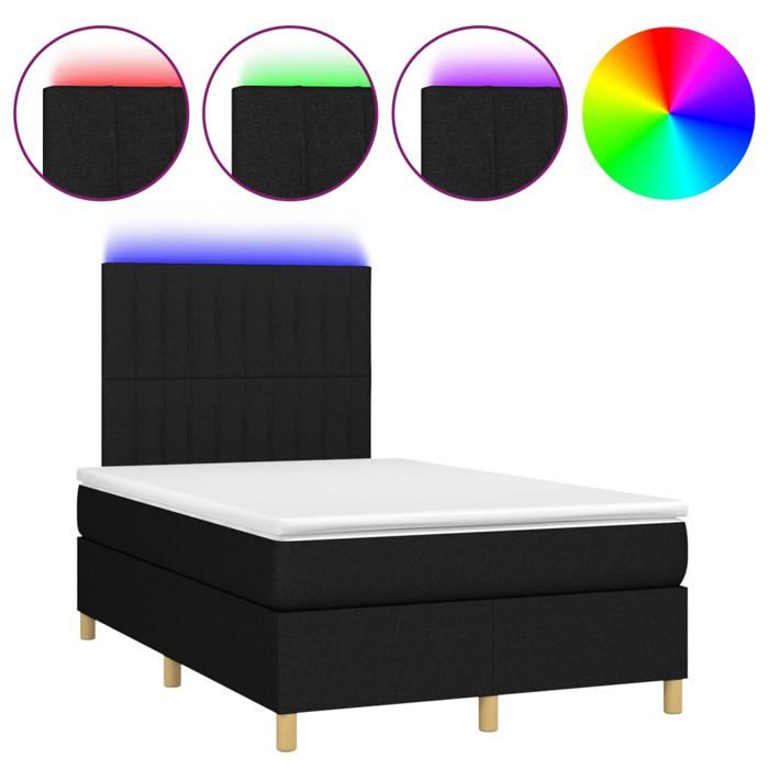 VidaXL Slatted Bed Base with Mattress and LED, Upholstered Bed, Double Bed, Adult Bed for Interior Bedroom, 3135583