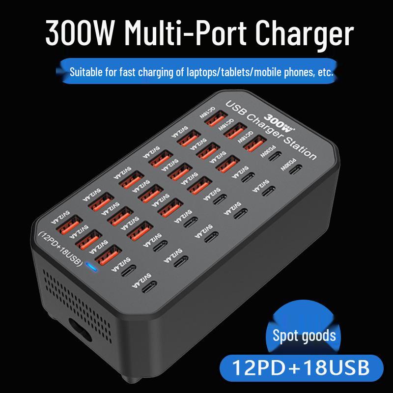 30-Port USB Fast Charging Smart Desktop Station with PD Support