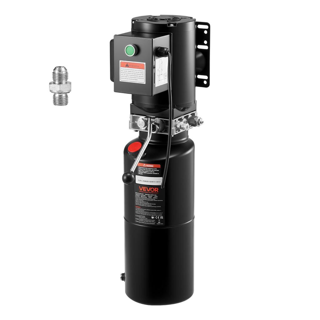 VEVOR Hydraulic Pump Power Unit, AC 220V, 10 Quart Single Acting Hydraulic Unit, 6.3 L/min Oil Flow, Max Discharge Pressure 22 MPa for Dump Truck