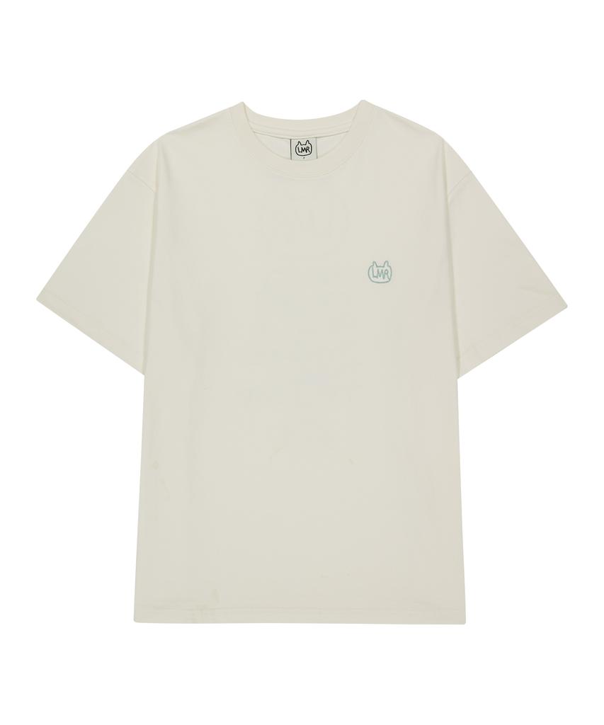 LMR Symbol Embroidered Logo Drawing T-Shirt Cream