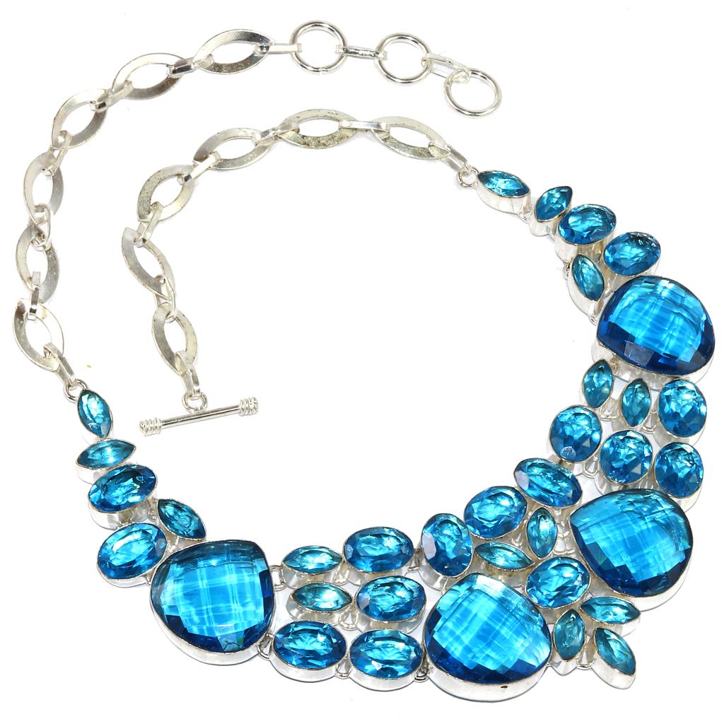 Swiss Blue Quartz Gemstone Friends Jewelry Necklace 16-18''