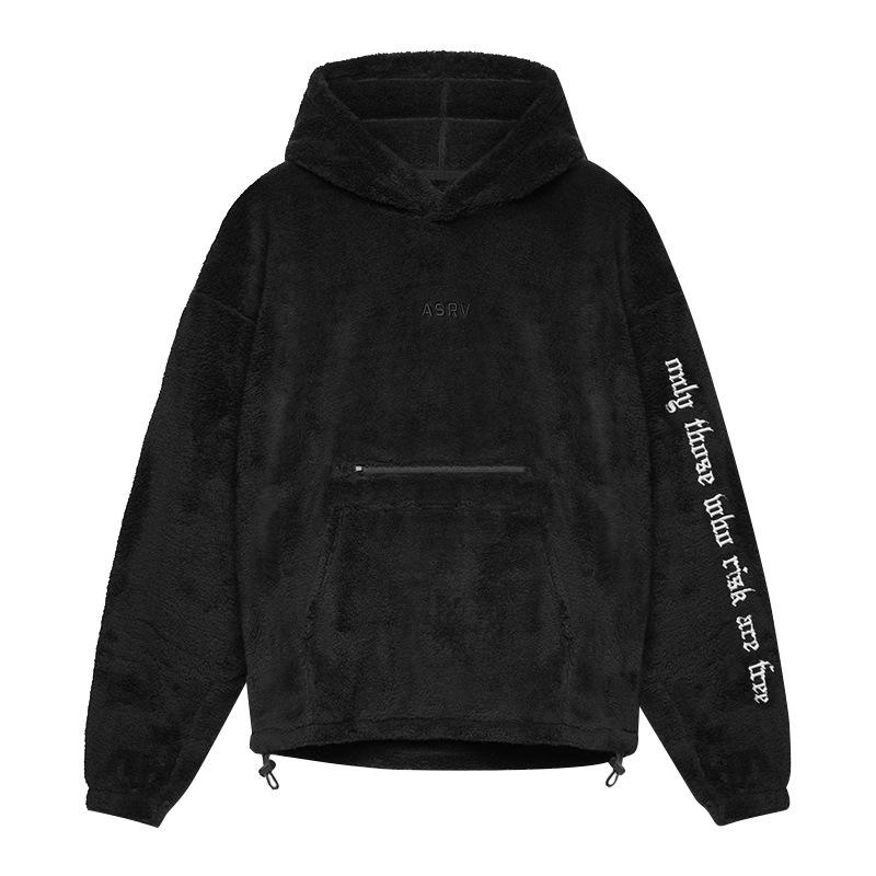 

Весенне-осенний новый плюшевый свитер в парном стиле, модная уличная толстовка с вышивкой и надписью, пальто с заниженными плечами, топ-тренд 3XL чёрный