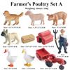 Oenux Zoo Farm Series Farmer Cow Hen Duck Model Action Figures Poultry Animals Set Figurine Miniature Educational Kids Toy