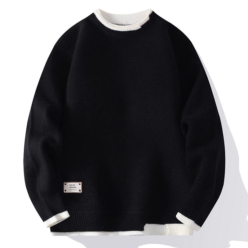 Autumn Winter Trendy Korean Style Loose Fit Knitted Sweater Men Casual Pullovers