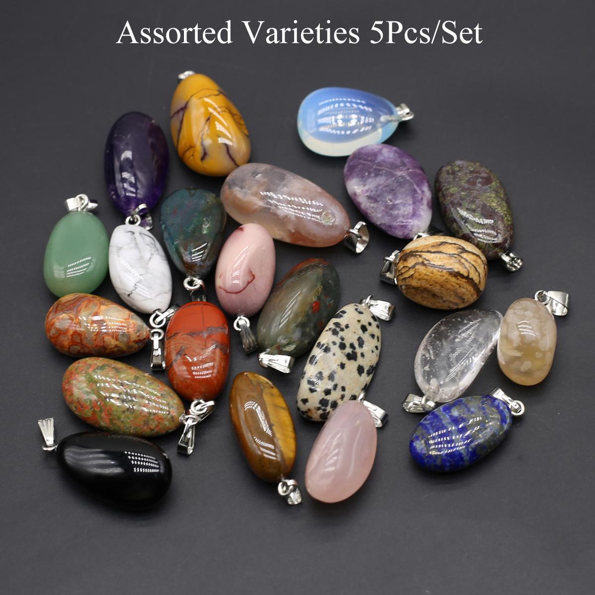 

5 шт., Богемский хрустальный кулон с целительным рейки, уникальная энергия натурального камня агата, подвески для ожерелья своими руками, брелок, аксессуары, подарки для творчества 5Pcs/Set-1.5x2.5cm