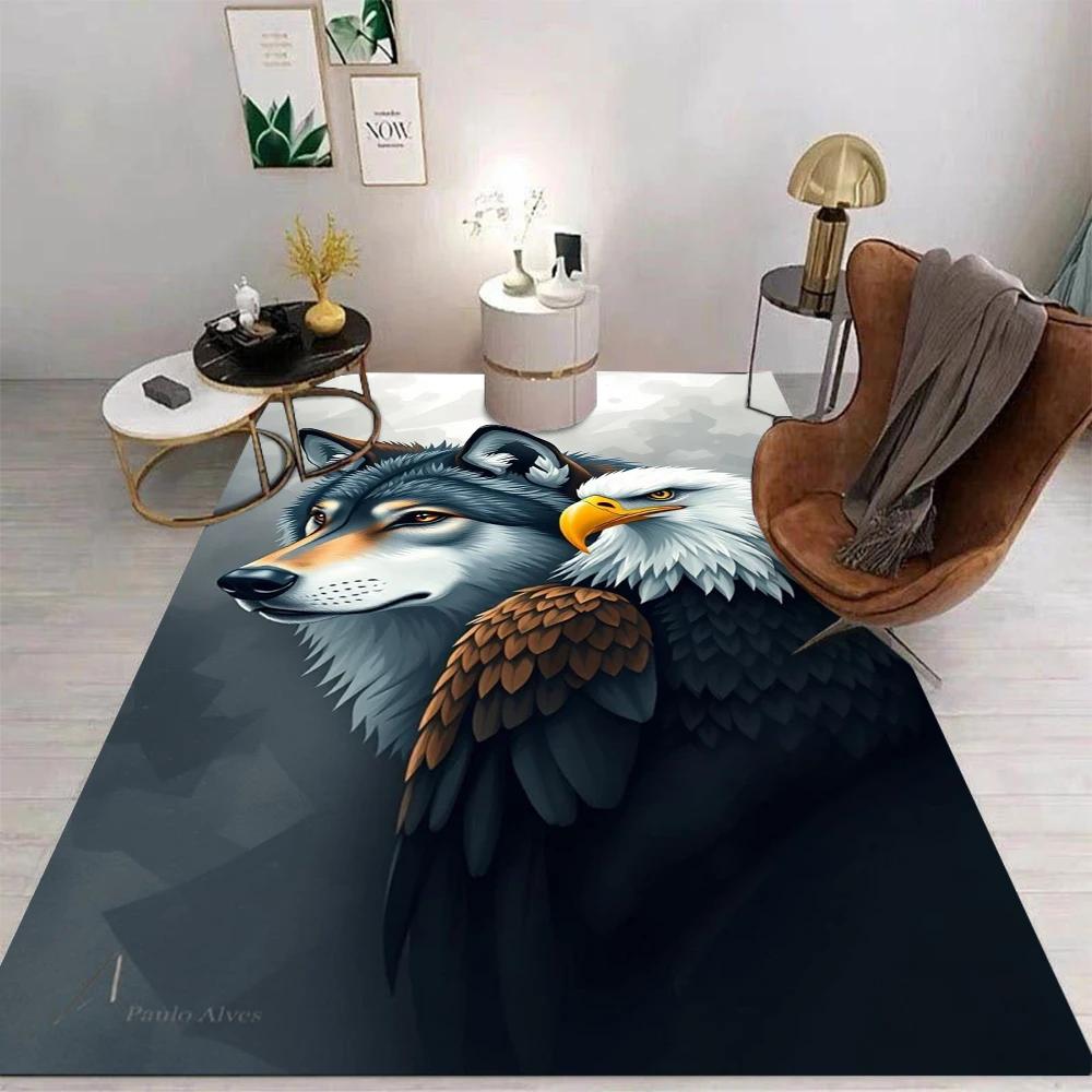 Cartoon Eagle Area Rug Non-Slip Washable Mat for Living Room Bedroom Kitchen Sofa Table Balcony Floor Carpet Home Decor