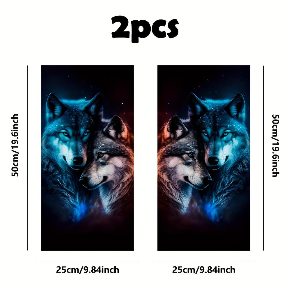 Наклейка на стекло автомобиля «Загадочный волк», 2 шт., наклейка с волчьим узором на животную тематику - простая в нанесении, солнцезащитная, самоклеящаяся наклейка на автомобиль 2pcs