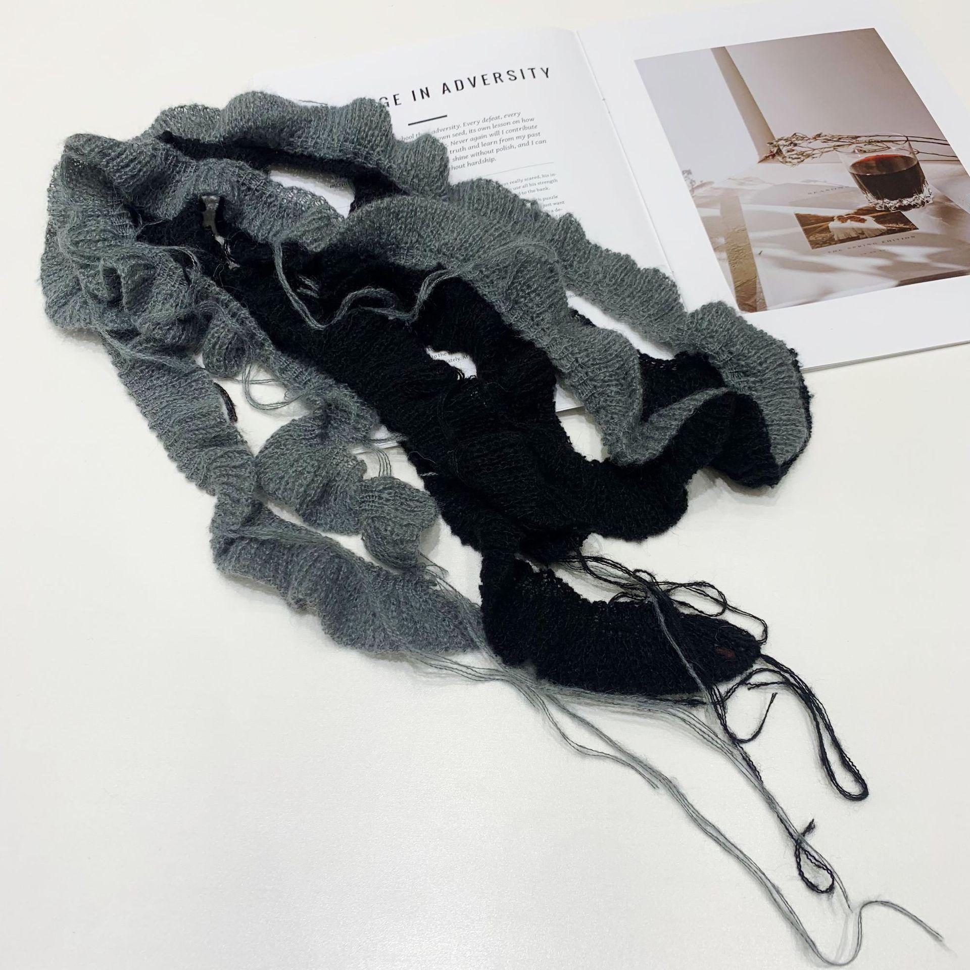 Двухцветный спиральный шарф с оборками и кисточками - Женский осенне-зимний модный аксессуар