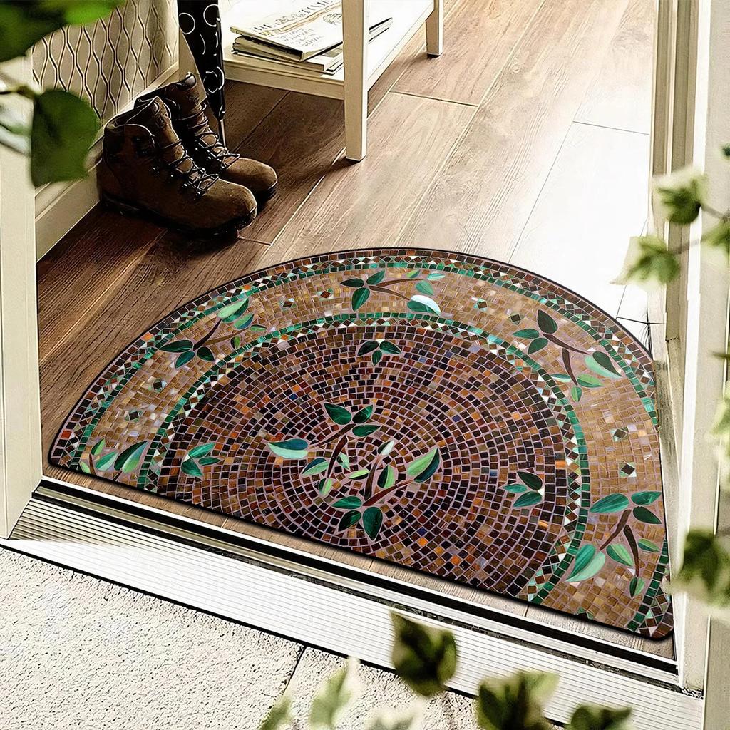 Eingangsfußmatte Frühlingsgartendekorationen Außenteppich Hauseingangsmatte Halbkreisförmiger Teppich Bunte florale Bodenmatten