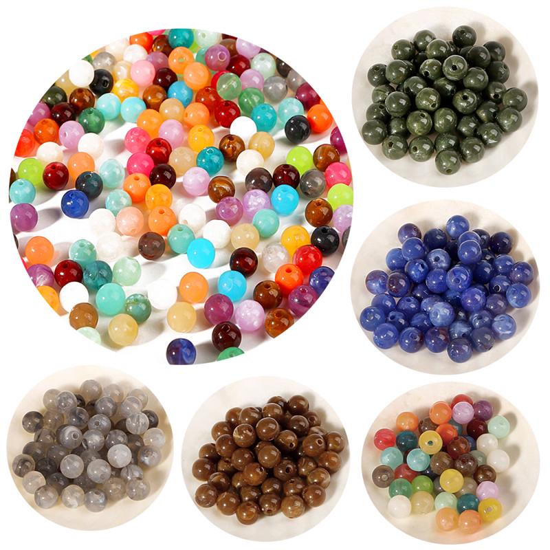 4100Pcs DIY Fashion Jewelry 6MM 8MM 10MM Acrylic Beads Round Shape 19 Colors Bracelet Department  Accessories