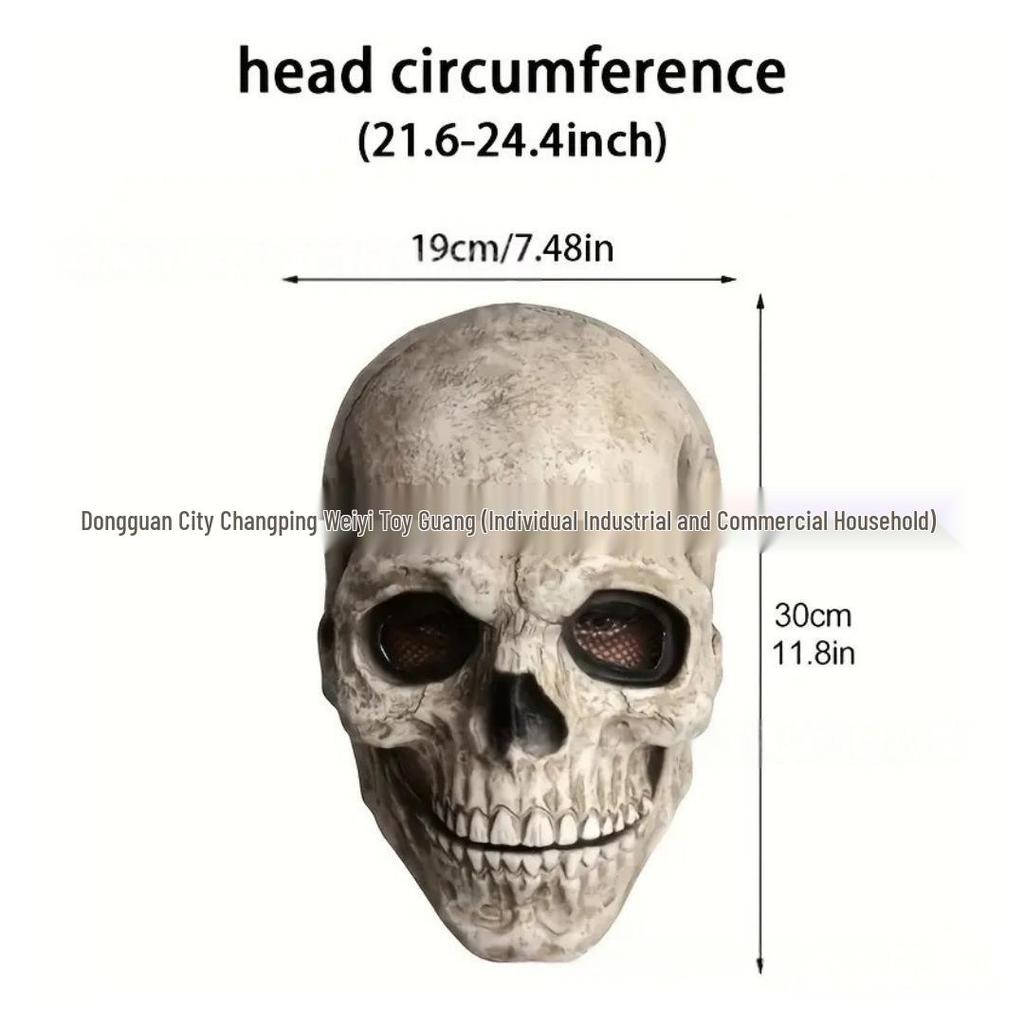 Terror Skull Halloween Mask with Movable Jaw