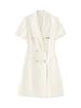 Women's Summer High-End Double-Breasted Slimming Suit Dress with Turn-Down Collar