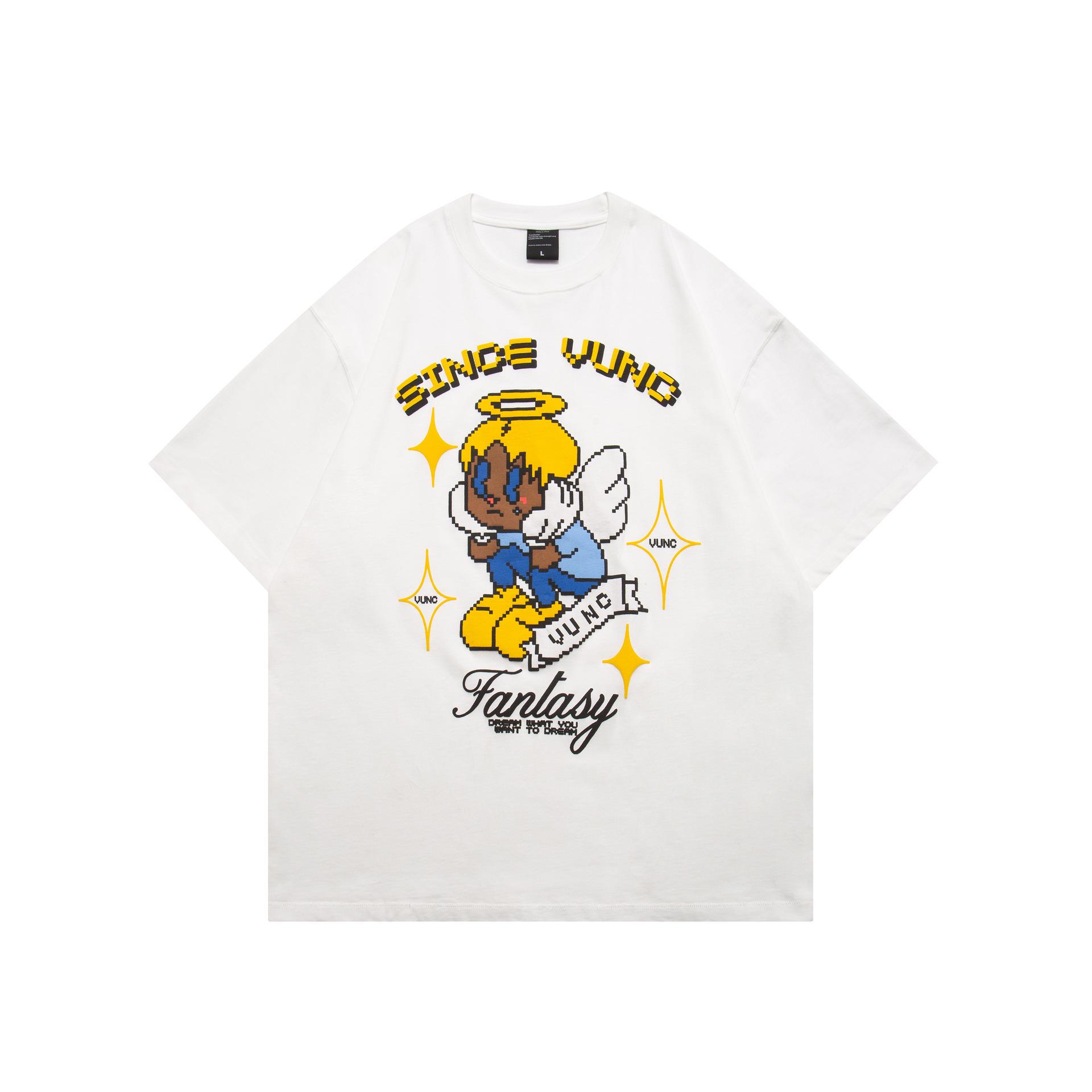 

Футболка унисекс VUNC Trendy 270g из плотной ткани с принтом Angel Suede Foam и короткими рукавами.