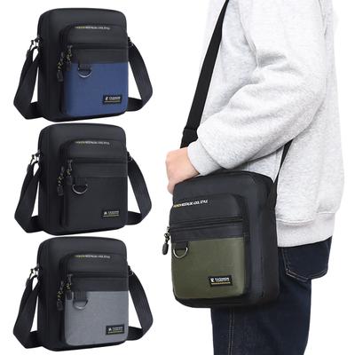 Bolso cruzado impermeable Oxford para hombre, bolso de hombro, diseño multicapa, correa ajustable, para ir al trabajo, viajes, ligero, duradero