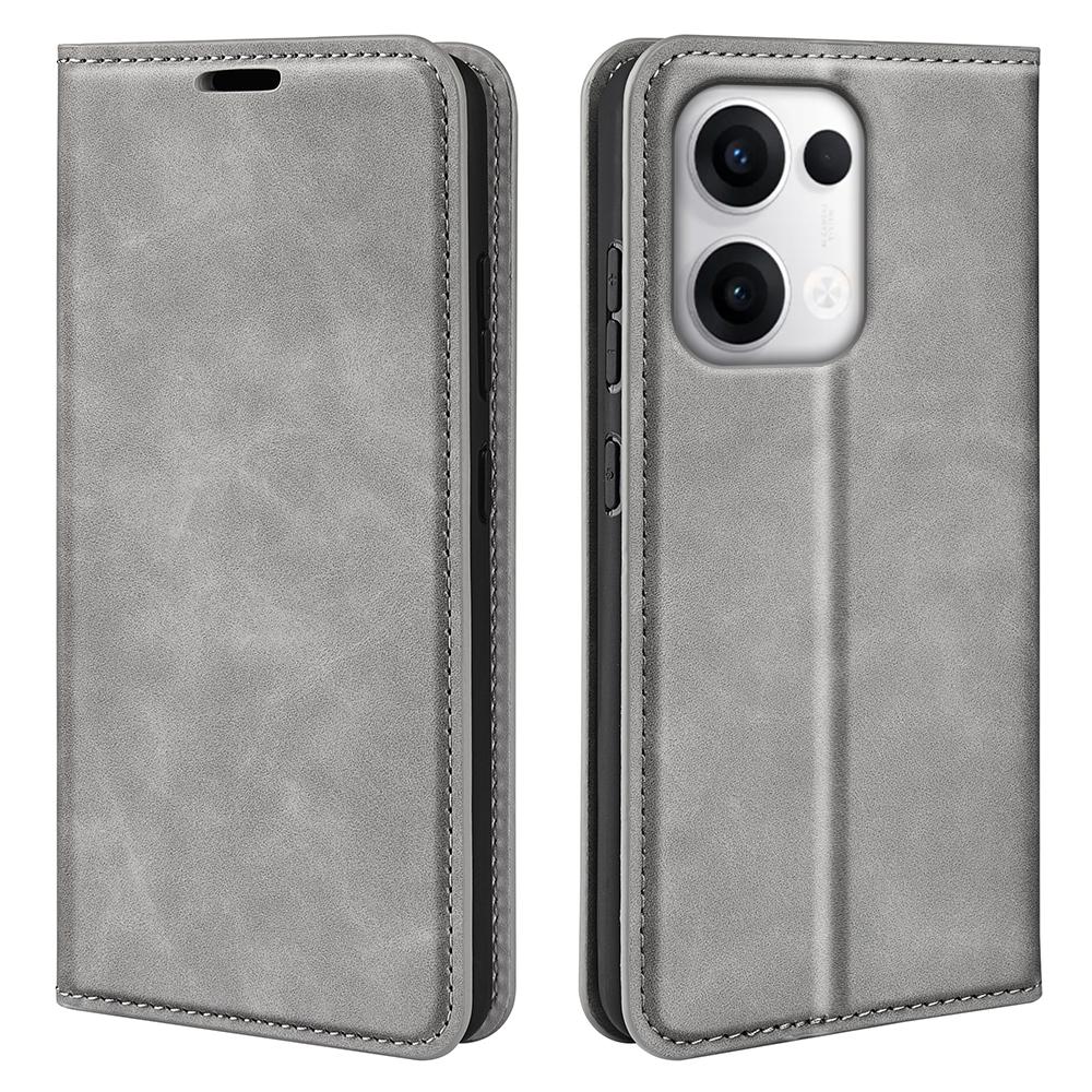 

Для Oppo Reno13 5G (Глобальный) Чехол Кожаный Тактильный Кошелек Чехол для Телефона Grey