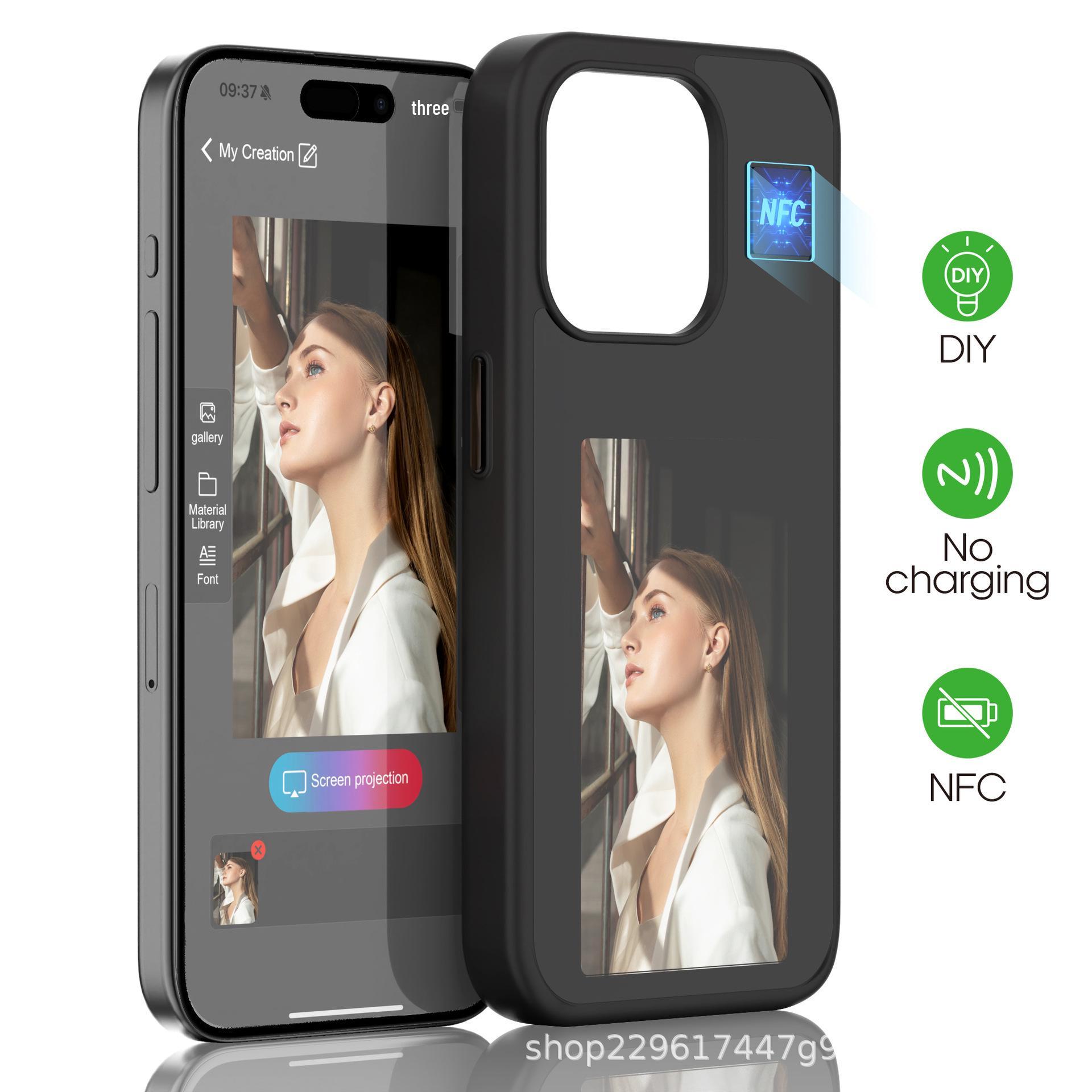 

NFC DIY Цветная Проекция Чехол для iPhone 15 с E-Ink Экраном iPhone 15 Pro Max чёрный