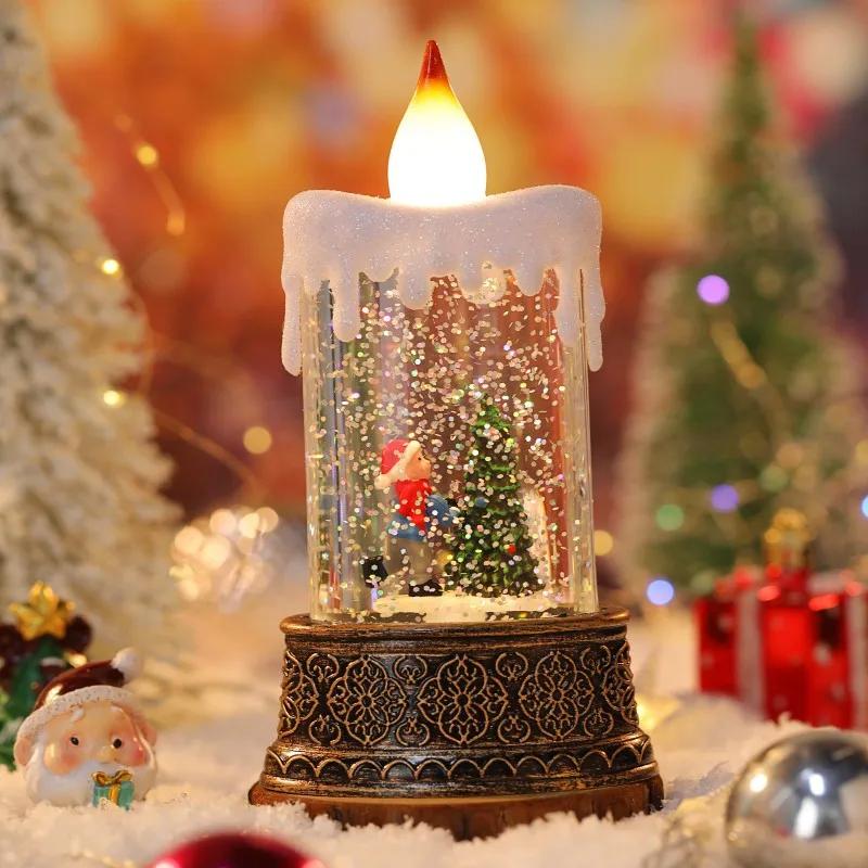 Christmas Luminous Candle Lights Creative Flowing Water Lights Desktop Ornaments Christmas Children's Gift Decorations