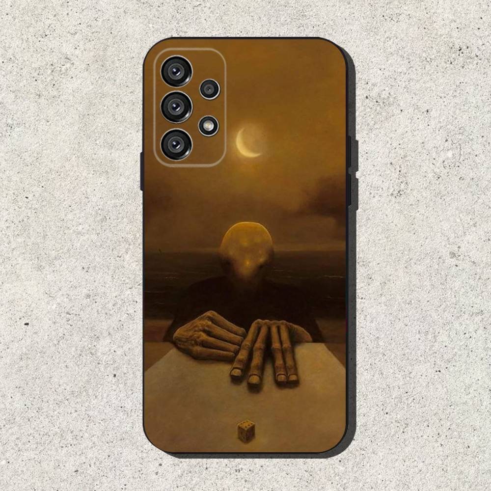 Zdzislaw Beksinski Kunst Handyhülle für Samsung S25, S24, S21, S22, S23, S30, Ultra, S20, Plus, Fe, Lite, Note, 10, 9, 5G Schwarze Hülle
