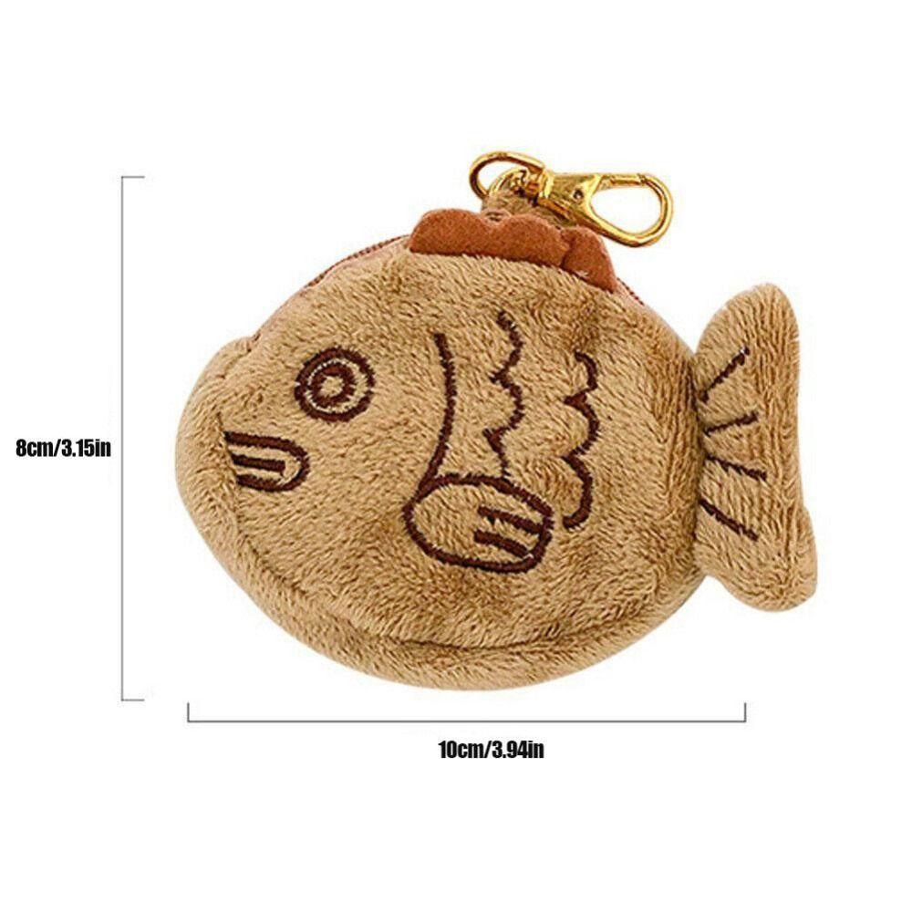 Pendant Plush Keychain Zipper Wallet Small Fish Purse Soft Taiyaki Coin Purse Coin Purse Keychain