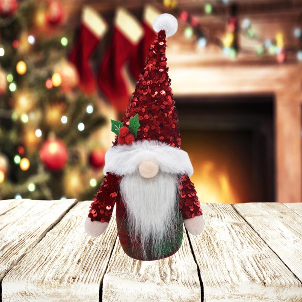 Long Hair Christmas Gnome Doll With Sequins Faceless Doll Desktop Ornaments  New Year