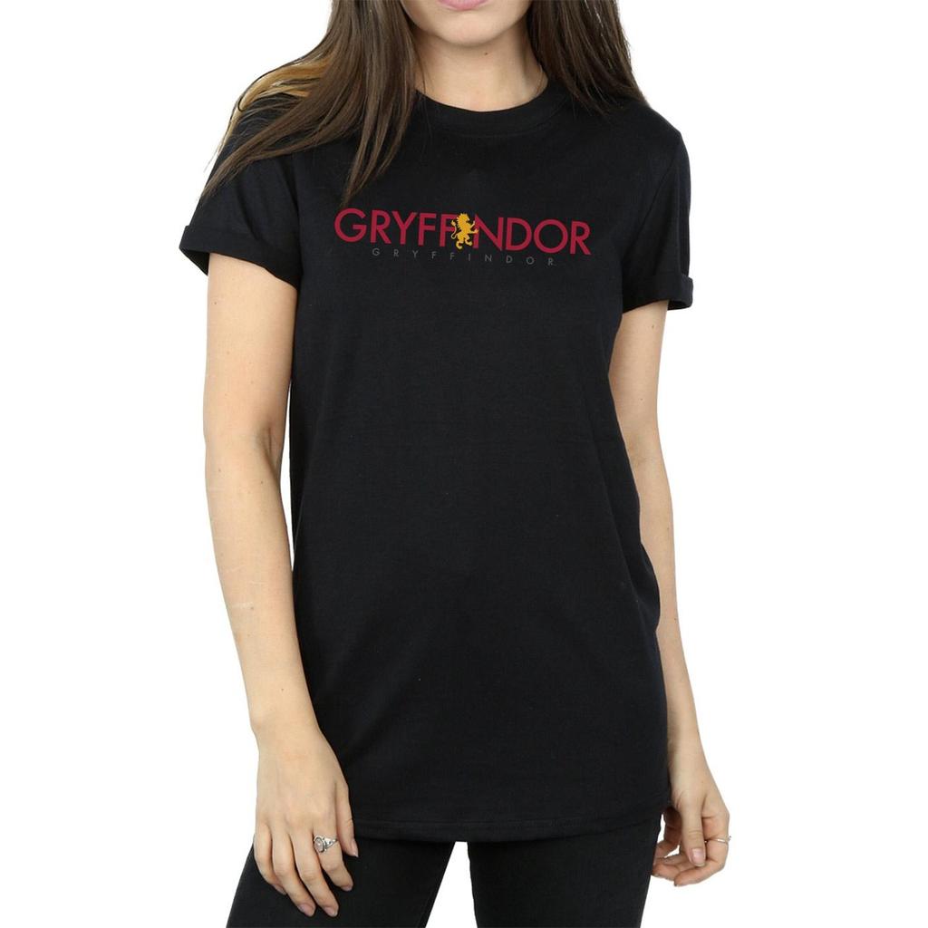 Harry Potter Womens/Ladies Gryffindor Text Cotton Boyfriend T-Shirt