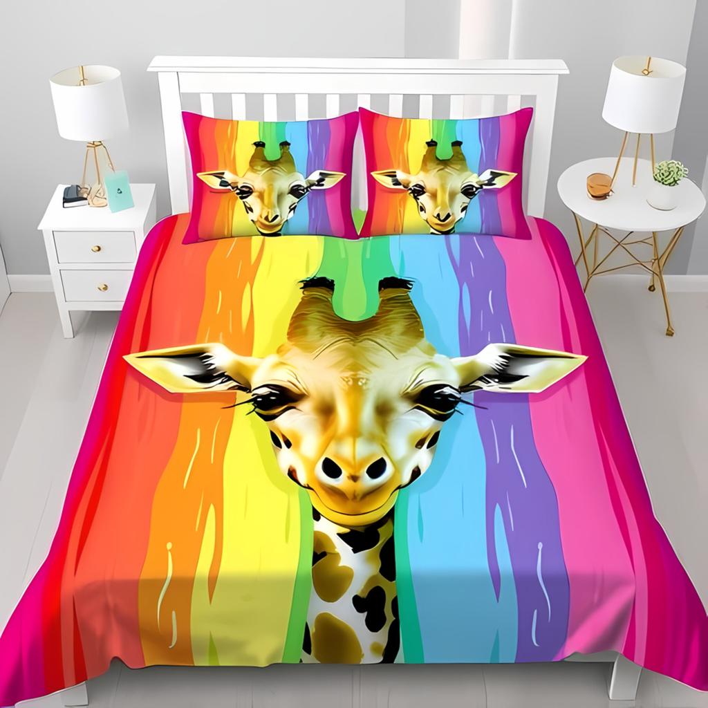 Comforter With Stylized Giraffe Design Warm Colors Toned Borders For Exotic Charm Suitable Children Kids And Adults Soft