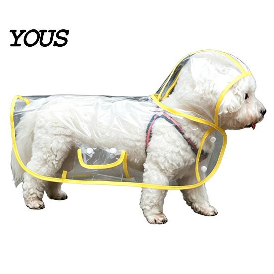 Dog Rainwear Clear Raincoat Poncho, Waterproof EVA Rain Suit for Small Medium Dogs, Pet Jacket with Hood And Leash Hole, Teddy Bichon Outdoor Walking
