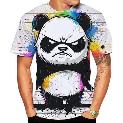 T-shirt con motivo panda dei cartoni animati, moda estiva, graffiti colorati, stampa 3D, magliette casual da uomo, abbigliamento da strada, magliette oversize.