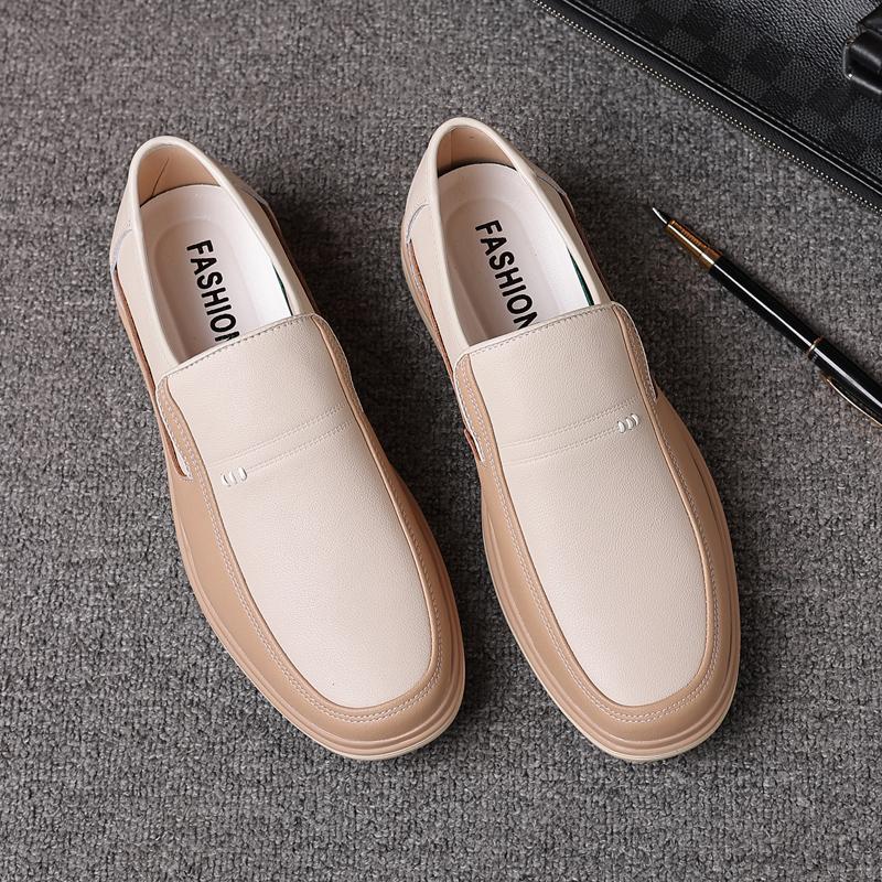 Luxury Brand Men's Leather Height Increasing British Shoes Summer Hollow Out Breathable Casual Shoes Men's Park Walking Shoes