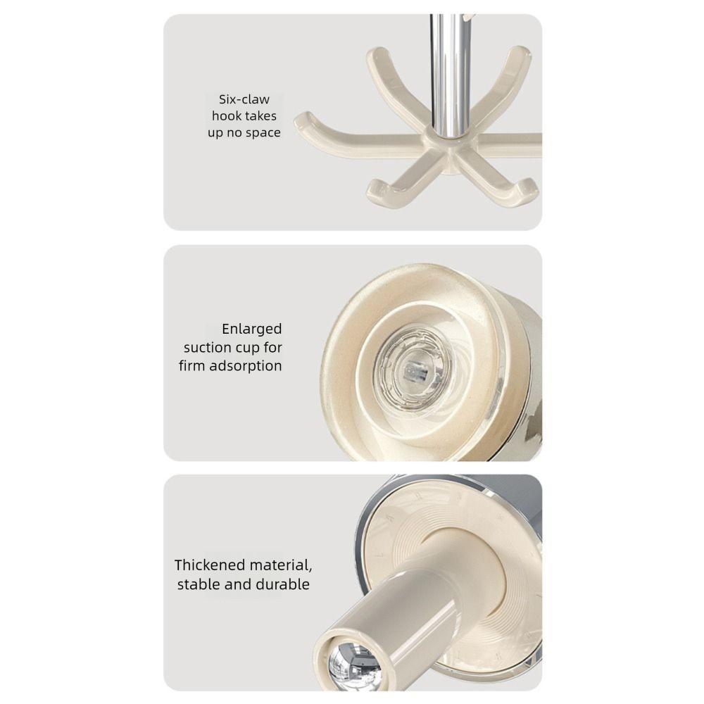 Hanging Six-claw Rotating Hook Wall Mounted Suction Cup Hook Kitchen Utensil Holder  For Home