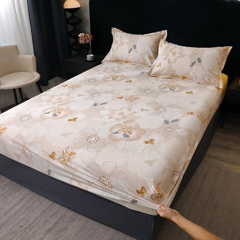 Queen Size Bedsheet 100% Cotton Fitted Sheet Brushed Bed Cover Soft Mattress Protector Sabanas Para Cama (Pillowcase Need Order)