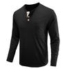 Men's Long-Sleeve Henley Crew Neck T-Shirt for Autumn and Winter