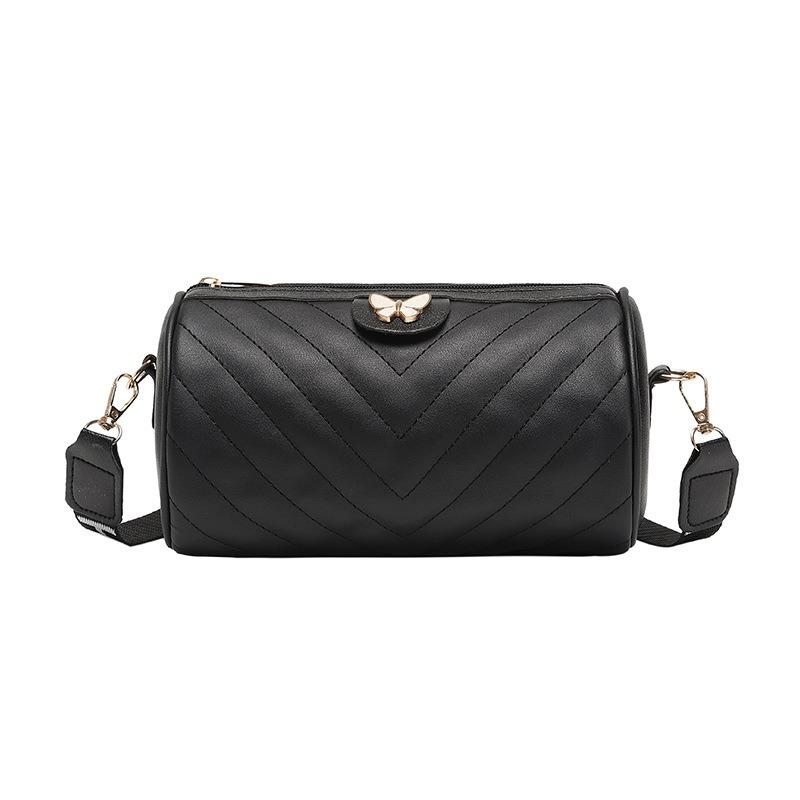 Cylinder women's bag spring and summer new v-pattern shoulder bag crossbody letter broadband pillow bag one piece hair