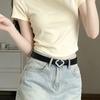 Damen Leder Schnalle Mode Trend, Hochwertiger Glatter Schnallen Gürtel