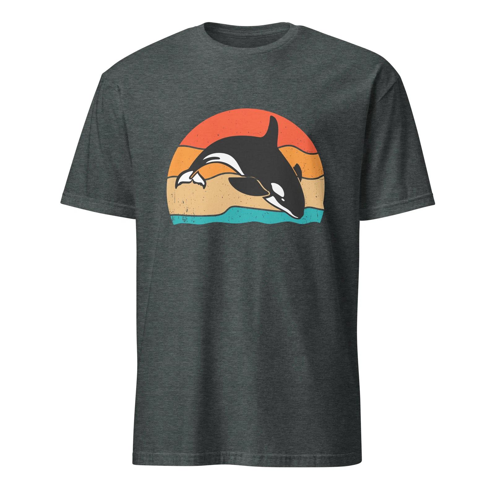 Retro Dolphin Unisex T-Shirt, Sunset beach ocean marine fun sea boat surf fish XXL
