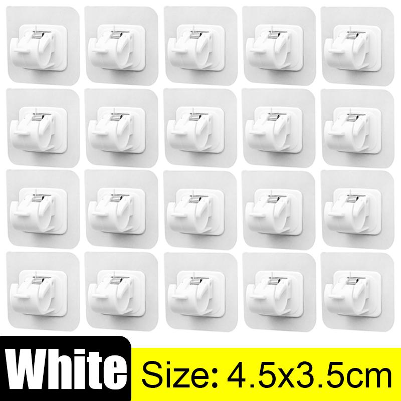 20/2PCS Self Adhesive Rail Hooks Nail-Free Curtain Clamp Rods Clips Hook Adjustable Kitchen Bathroom Wall Hanging Rack Holders