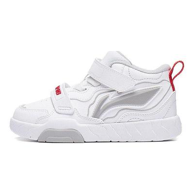 Li Ning Kids Comfortable Versatile Non-Slip Shock Absorbing Mid-Top Sneakers Kids Sneakers White YKNT126-11